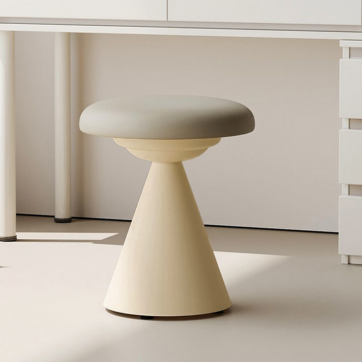 Contemporary Nordic Artificial Leather &amp; Iron Round Conical Vanity Stool For Bedroom And Living Room