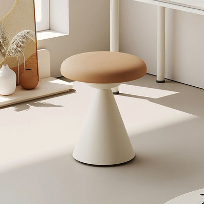 Tabouret de vanité conique rond en cuir nordique contemporain et fer pour chambre et salon 