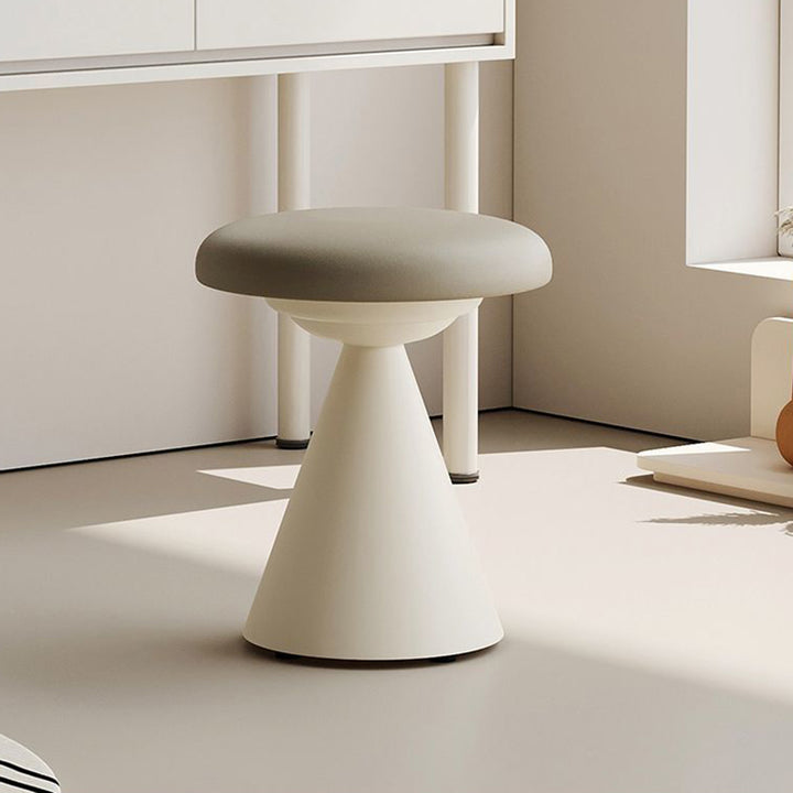 Tabouret de coiffeuse rond conique en cuir synthétique nordique contemporain et fer, pour chambre à coucher et salon 