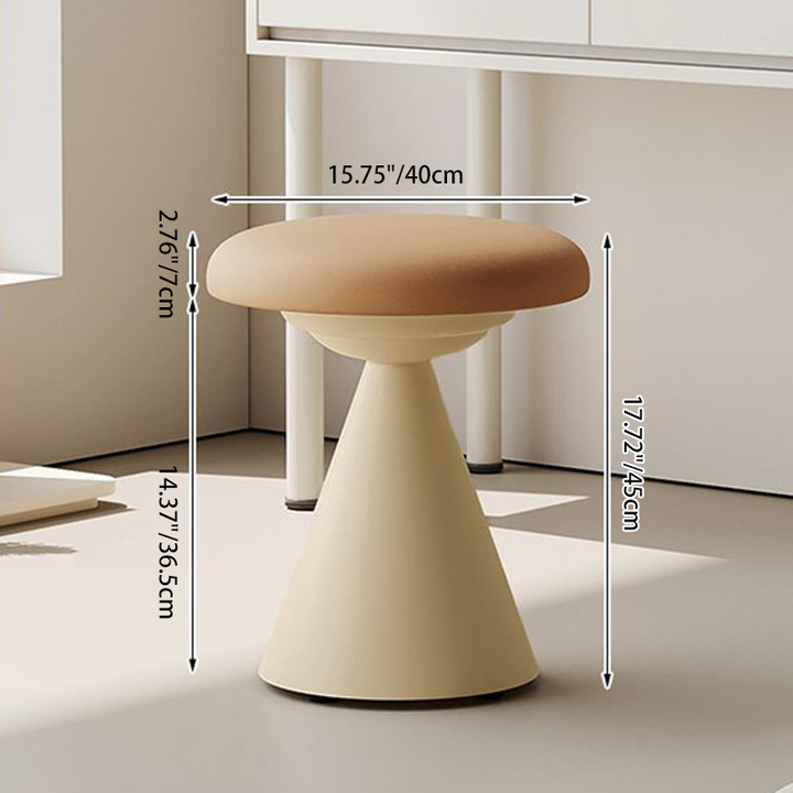 Contemporary Nordic Artificial Leather &amp; Iron Round Conical Vanity Stool For Bedroom And Living Room