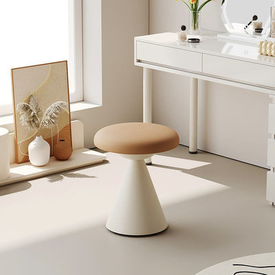Tabouret de vanité conique rond en cuir nordique contemporain et fer pour chambre et salon 