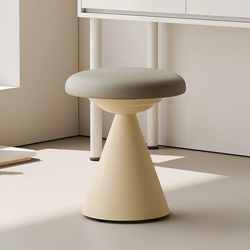 Contemporary Nordic Artificial Leather &amp; Iron Round Conical Vanity Stool For Bedroom And Living Room