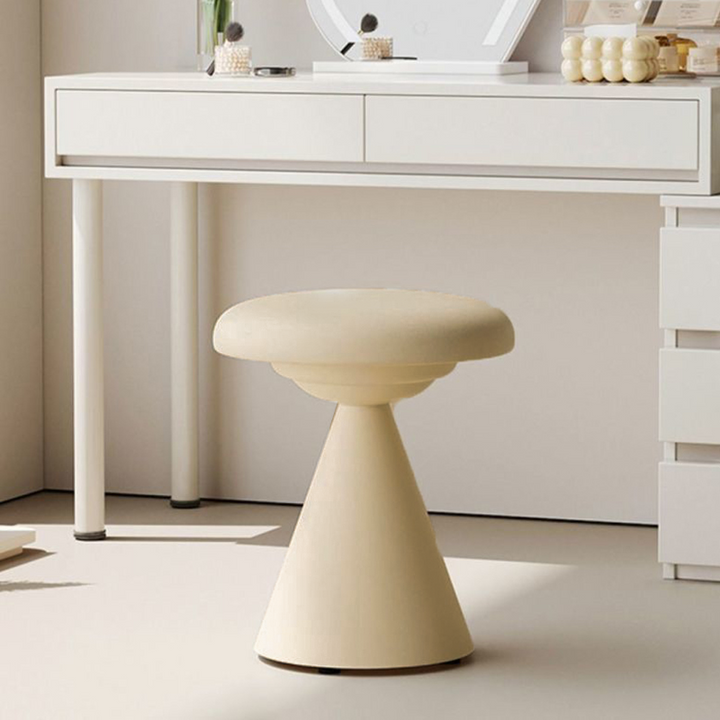 Contemporary Nordic Artificial Leather &amp; Iron Round Conical Vanity Stool For Bedroom And Living Room