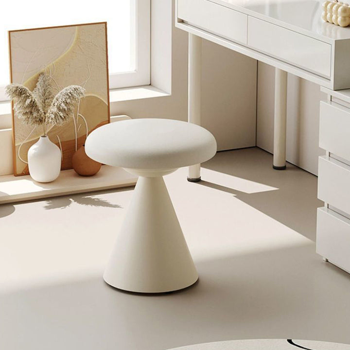 Tabouret de coiffeuse rond conique en cuir synthétique nordique contemporain et fer, pour chambre à coucher et salon 