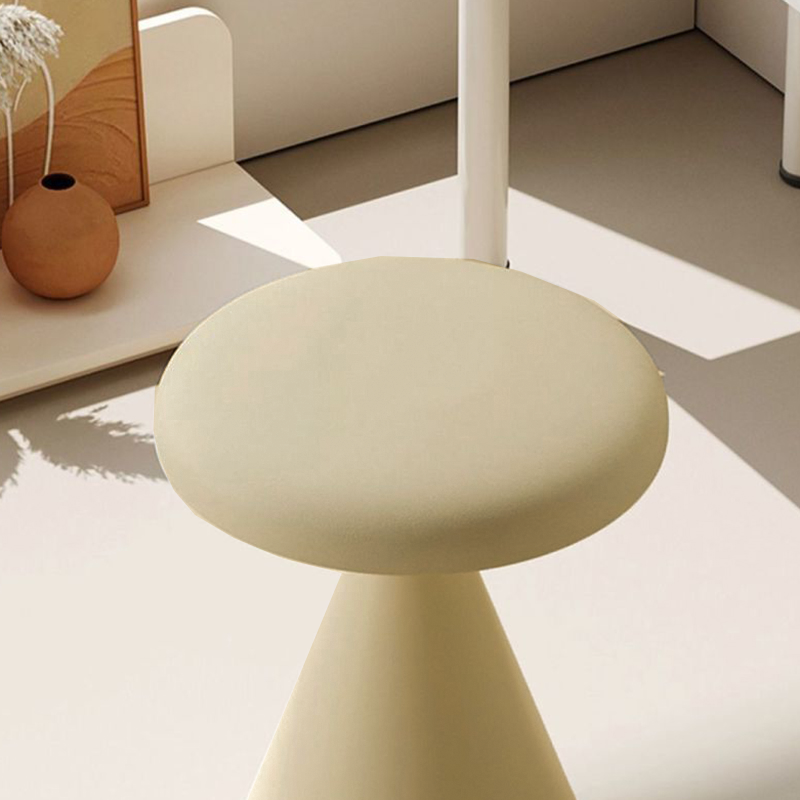 Contemporary Nordic Artificial Leather &amp; Iron Round Conical Vanity Stool For Bedroom And Living Room
