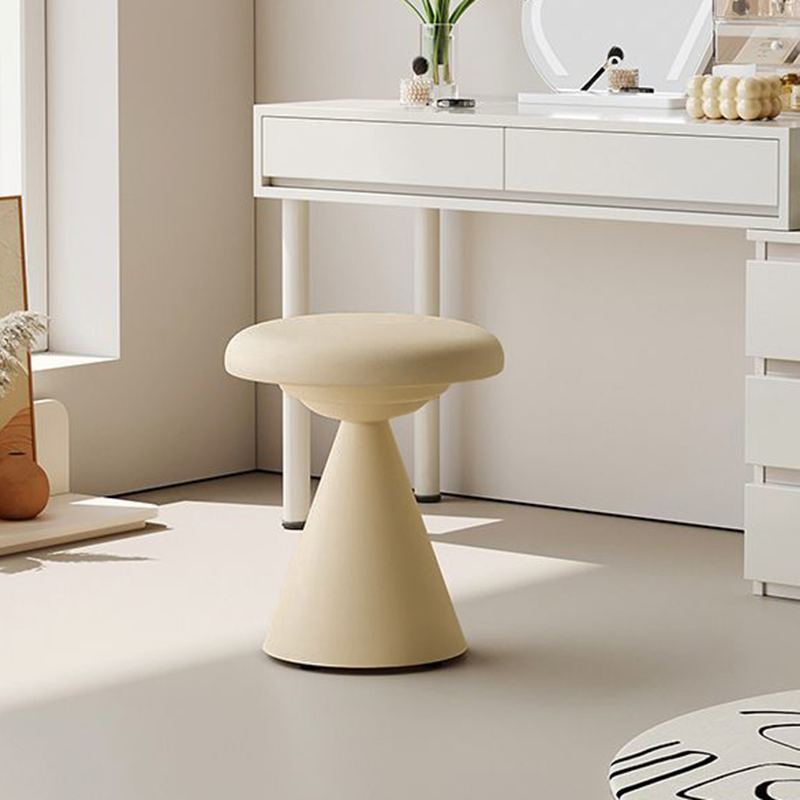 Contemporary Nordic Artificial Leather &amp; Iron Round Conical Vanity Stool For Bedroom And Living Room