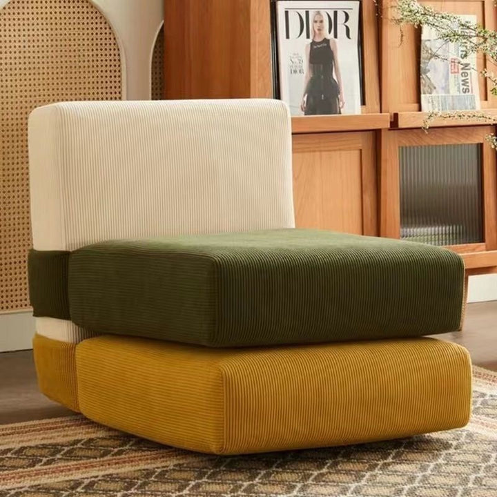 Chaise carrée en velours côtelé nordique contemporain pour chambre et salon 