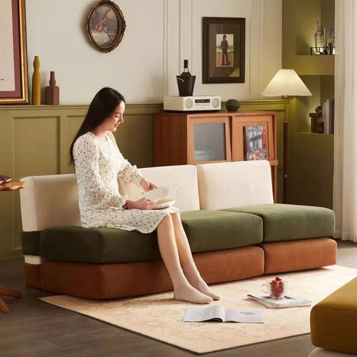 Contemporary Nordic Corduroy Square Sofa Chair For Bedroom And Living Room