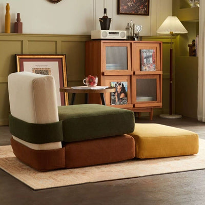 Contemporary Nordic Corduroy Square Sofa Chair For Bedroom And Living Room