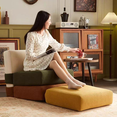 Contemporary Nordic Corduroy Square Sofa Chair For Bedroom And Living Room
