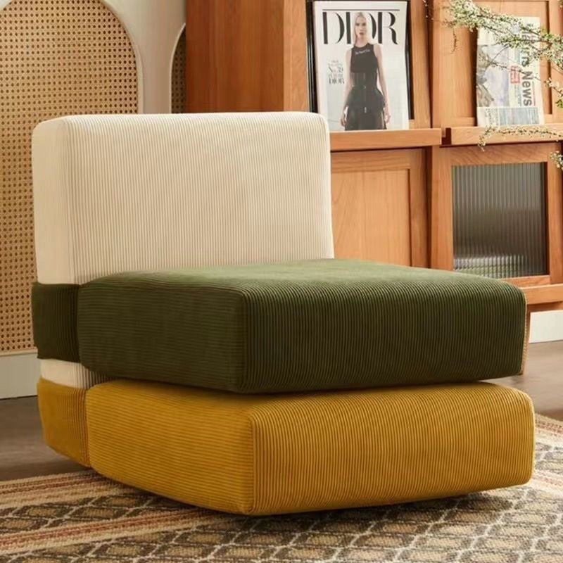 Contemporary Nordic Corduroy Square Sofa Chair For Bedroom And Living Room