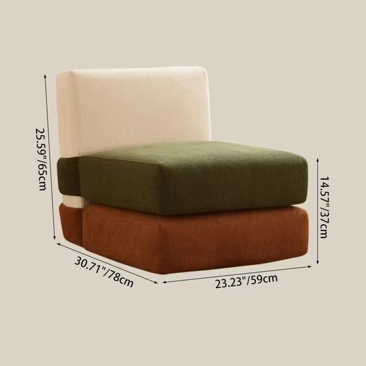 Chaise carrée en velours côtelé nordique contemporain pour chambre et salon 
