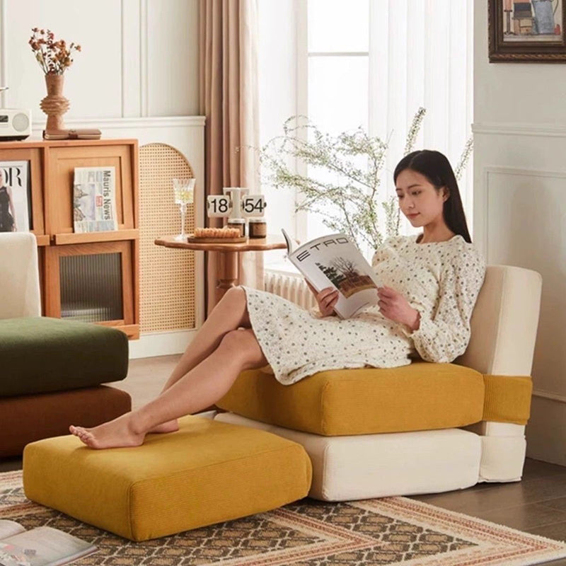 Contemporary Nordic Corduroy Square Sofa Chair For Bedroom And Living Room