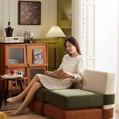 Contemporary Nordic Corduroy Square Sofa Chair For Bedroom And Living Room