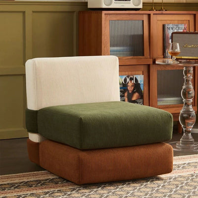 Contemporary Nordic Corduroy Square Sofa Chair For Bedroom And Living Room