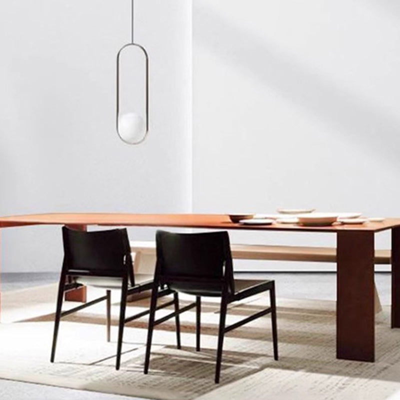 Chaise de salle à manger carrée courbée en cuir synthétique et bois moderne minimaliste pour salle à manger et salon 