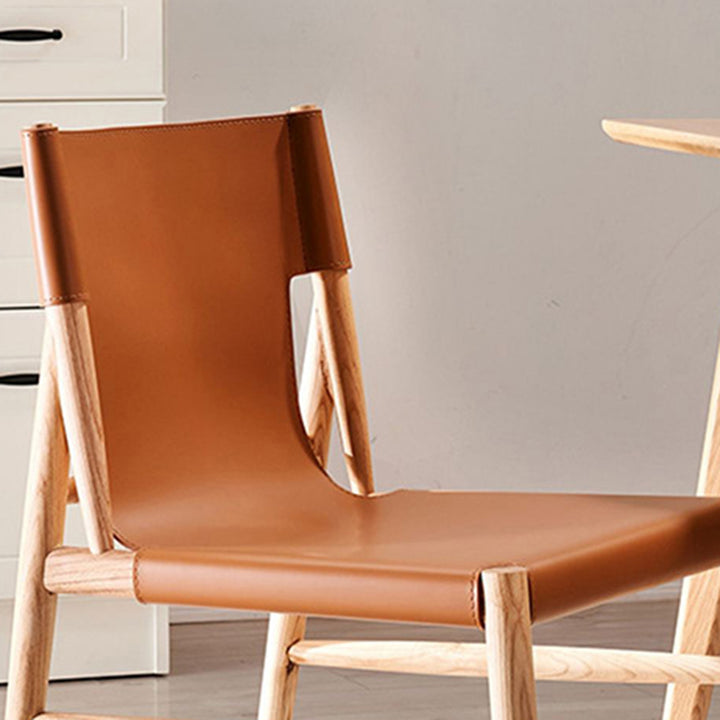 Chaise de salle à manger carrée courbée en cuir synthétique et bois moderne minimaliste pour salle à manger et salon 