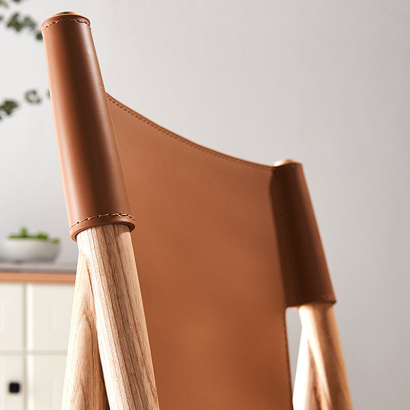 Chaise de salle à manger carrée courbée en cuir synthétique et bois moderne minimaliste pour salle à manger et salon 