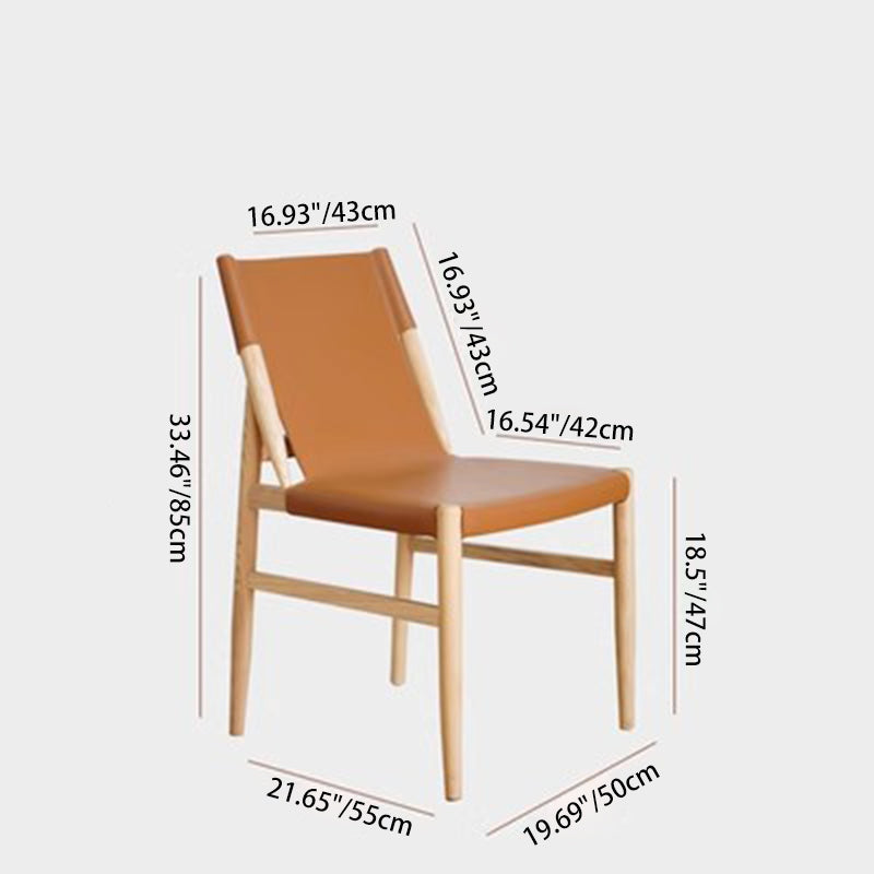Chaise de salle à manger carrée courbée en cuir synthétique et bois moderne minimaliste pour salle à manger et salon 