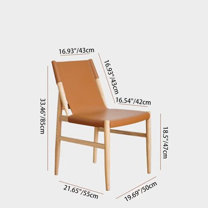 Modern Minimalist Synthetic Leather & Wood Curved Square Dining Chair For Dining Room And Living Room