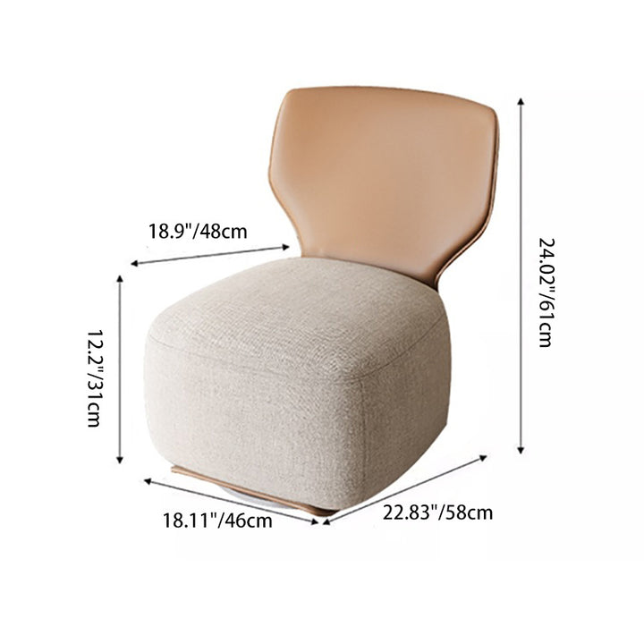 Canapé carré contemporain nordique en bois, coton lin et cuir PU pour chambre et salon 