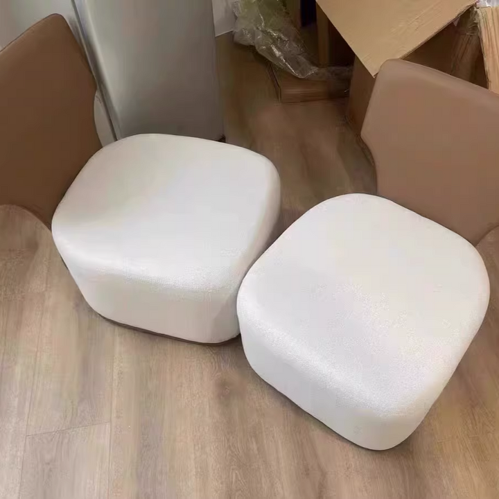 Canapé carré contemporain nordique en bois, coton lin et cuir PU pour chambre et salon 
