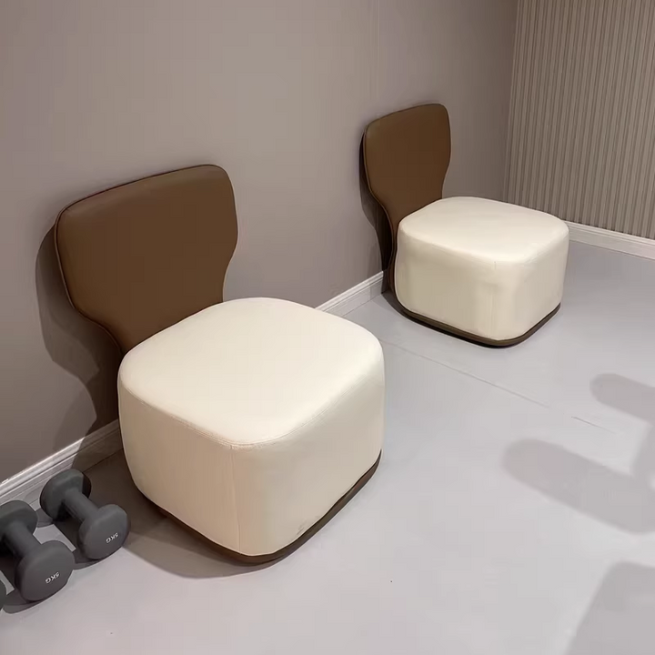 Canapé carré contemporain nordique en bois, coton lin et cuir PU pour chambre et salon 