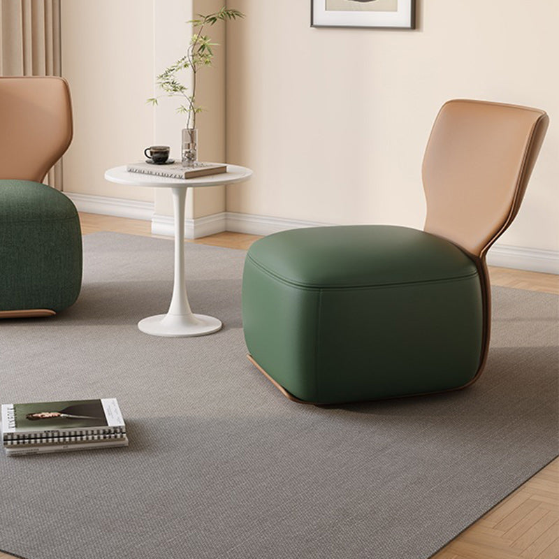 Canapé carré contemporain nordique en bois, coton lin et cuir PU pour chambre et salon 