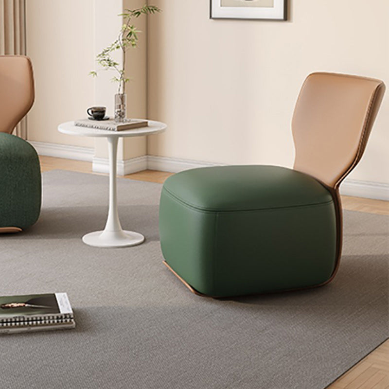 Canapé carré contemporain nordique en bois, coton lin et cuir PU pour chambre et salon 