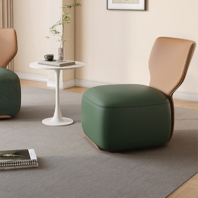 Canapé carré contemporain en bois nordique, lin de coton et cuir pour chambre et salon 