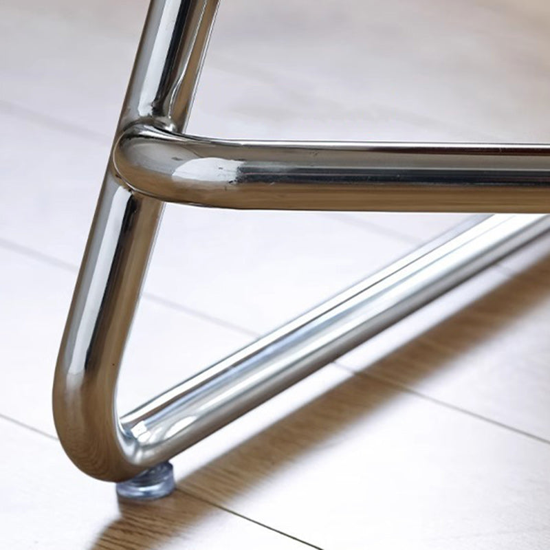 Taburete bajo rectangular contemporáneo de madera nórdica y acero inoxidable con base triangular para dormitorio, sala de estar, comedor 