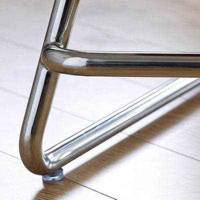 Taburete bajo rectangular contemporáneo de madera nórdica y acero inoxidable con base triangular para dormitorio, sala de estar, comedor 