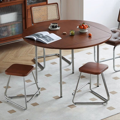 Taburete bajo rectangular contemporáneo de madera nórdica y acero inoxidable con base triangular para dormitorio, sala de estar, comedor 