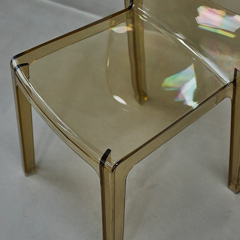 Chaise de salle à manger carrée en acrylique nordique contemporaine pour chambre, salon et salle à manger 