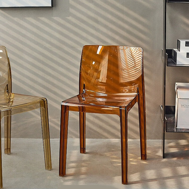 Silla de comedor cuadrada de acrílico nórdico contemporáneo para dormitorio, sala de estar y comedor 