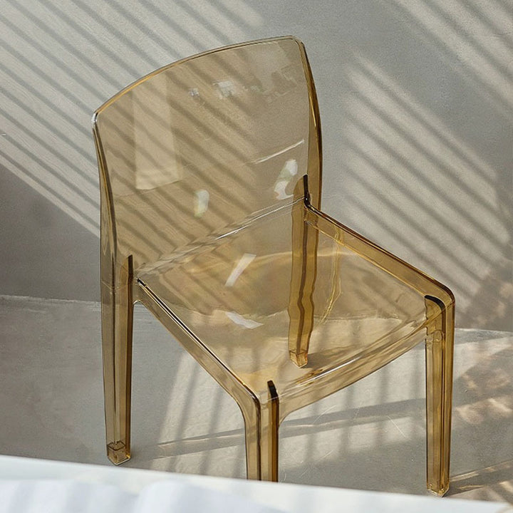 Chaise de salle à manger carrée en acrylique nordique contemporaine pour chambre, salon et salle à manger 