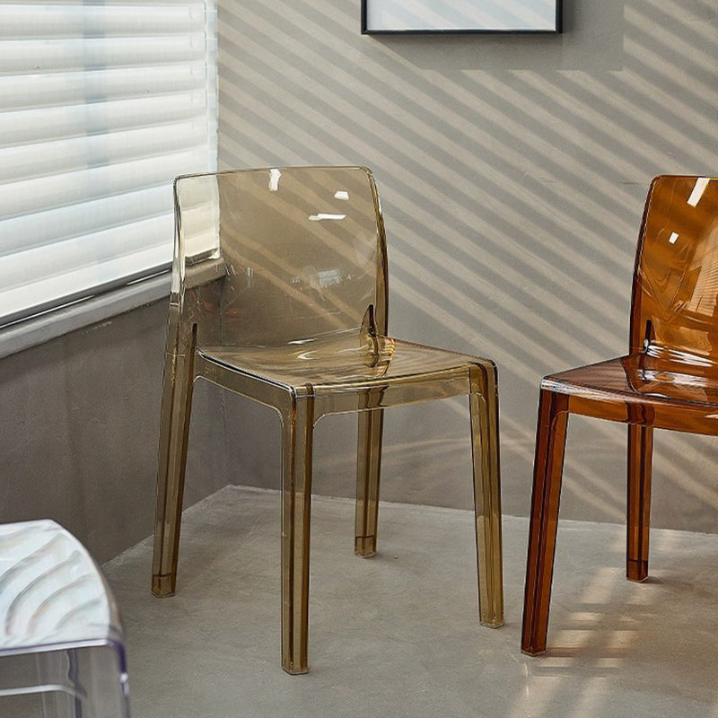 Silla de comedor cuadrada de acrílico nórdico contemporáneo para dormitorio, sala de estar y comedor 