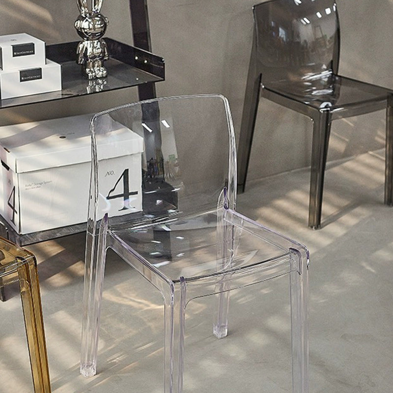 Chaise de salle à manger carrée en acrylique nordique contemporaine pour chambre, salon et salle à manger 