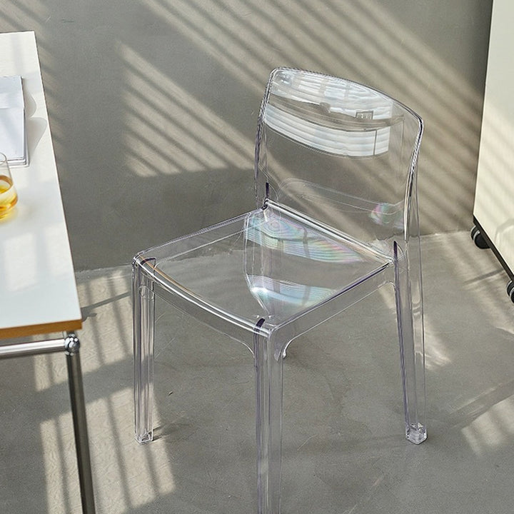 Chaise de salle à manger carrée en acrylique nordique contemporaine pour chambre, salon et salle à manger 