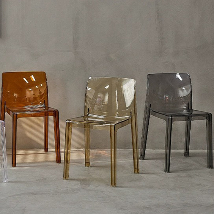 Chaise de salle à manger carrée en acrylique nordique contemporaine pour chambre, salon et salle à manger 