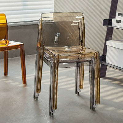Silla de comedor cuadrada de acrílico nórdico contemporáneo para dormitorio, sala de estar y comedor 