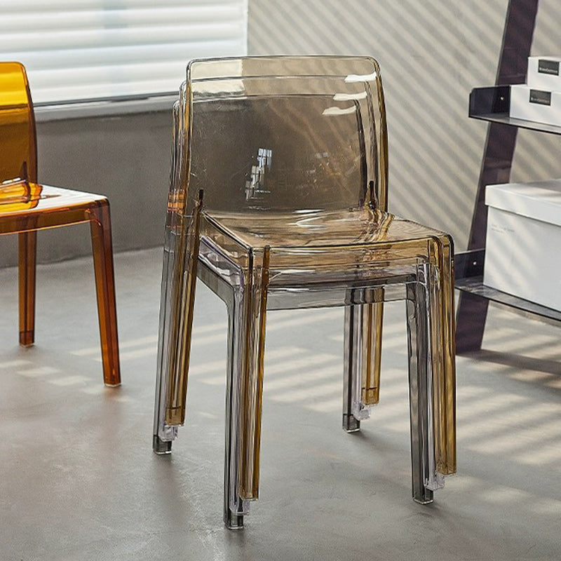 Silla de comedor cuadrada de acrílico nórdico contemporáneo para dormitorio, sala de estar y comedor 