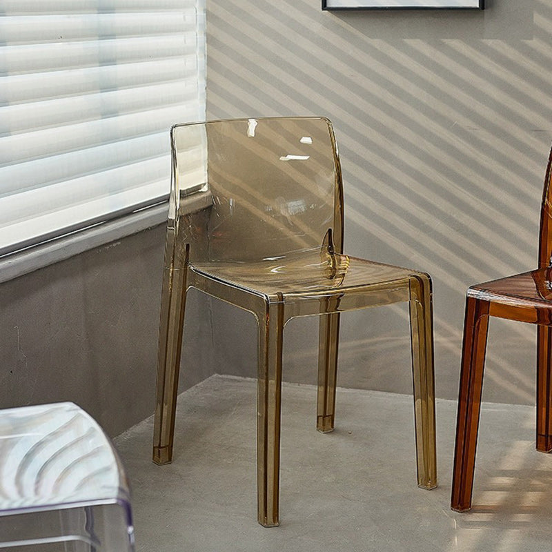 Chaise de salle à manger carrée en acrylique nordique contemporaine pour chambre, salon et salle à manger 