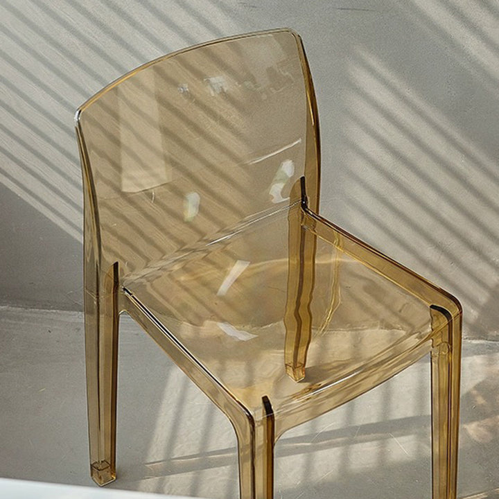 Chaise de salle à manger carrée en acrylique nordique contemporaine pour chambre, salon et salle à manger 