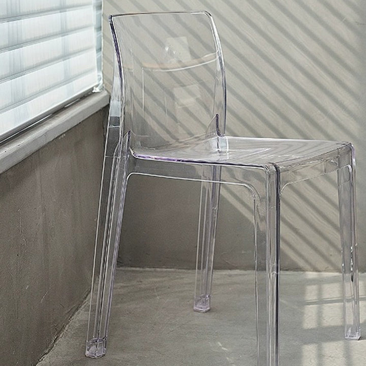 Chaise de salle à manger carrée en acrylique nordique contemporaine pour chambre, salon et salle à manger 
