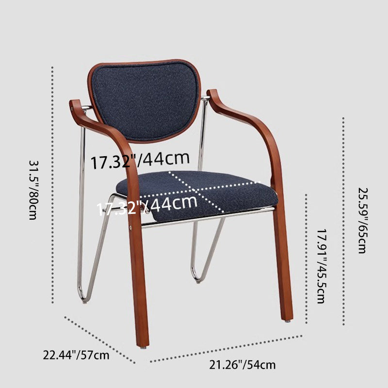 Chaise de salle à manger traditionnelle vintage en fer, bois et tissu courbé pour chambre, salon et salle à manger 
