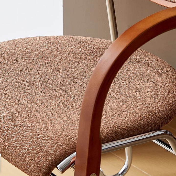 Chaise de salle à manger traditionnelle vintage en fer, bois et tissu courbé pour chambre, salon et salle à manger 