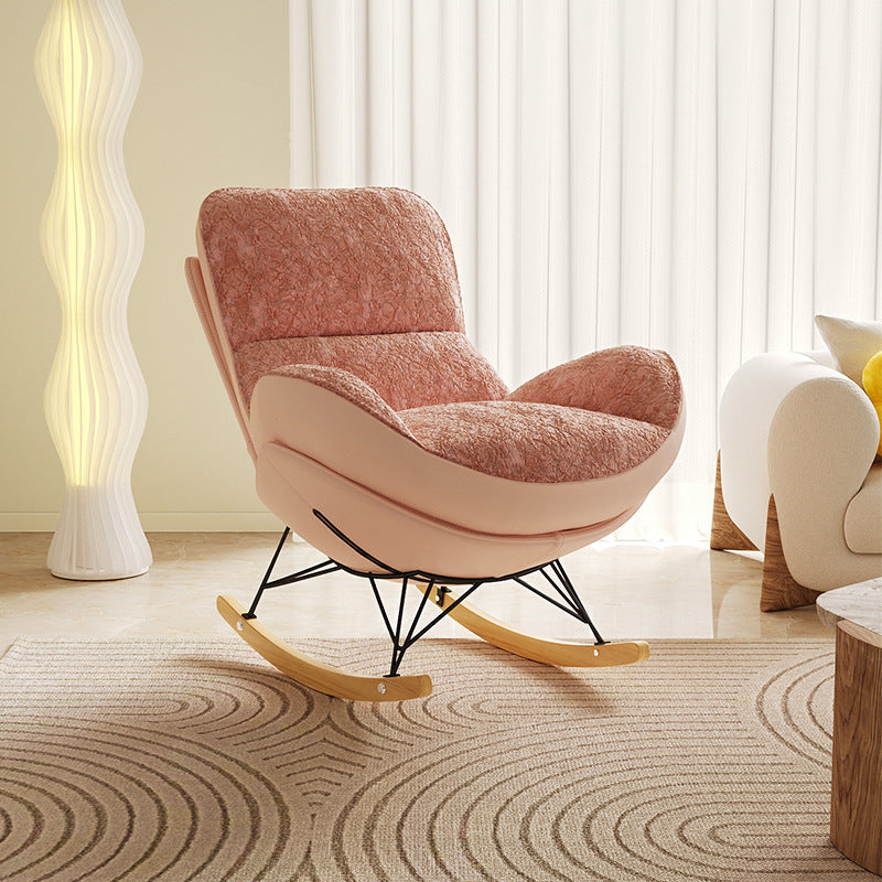 Chaise berçante contemporaine en tissu nordique et acier au carbone pour chambre et salon 