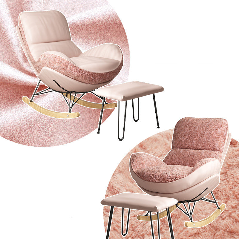 Chaise berçante contemporaine en tissu nordique et acier au carbone pour chambre et salon 