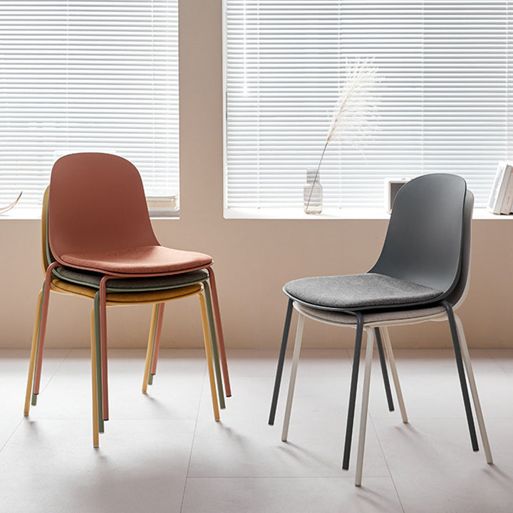 Chaise de salle à manger carrée incurvée en tissu minimaliste moderne et PE pour salon, chambre et cuisine 